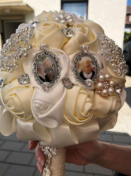 Memorial Anhänger Brautstrauß Wedding Hochzeit für die Verstorben, Symbolisch im Herzen mit dabei, Erinnerung. Gedenken, Oma Opa Mama Papa