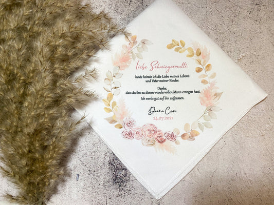 Personalisiertes Stofftaschentuch für die Freudentränen zur Hochzeit | Taschentuch zur Hochzeit für Eltern Trauzeuge liebevolle Erinnerung