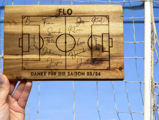 Fußballtrainer Geschenkidee Coach Abschiedsgeschenk Fußballfan | Schneidebrett für Trainer Vesperbrett personalisiert Holzbrett Handschrift