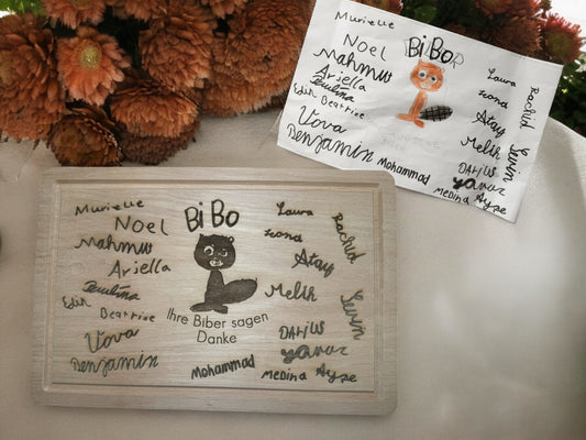 Frühstücksbrett Kinderzeichnung | Kinderkunstwerk Handschrift | Vesperbrett personalisiert | Kindergarten Schule Abschiedsgeschenk