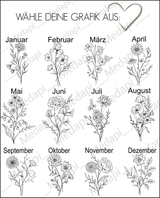 Schneidebrett Abschiedsgeschenk Kindergarten Schule Monatsblume Wunschtext & Handschrift