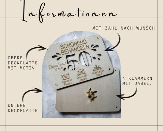 Geldgeschenk Holzkarte für den Geburtstag jedes Alter | schonend behandeln