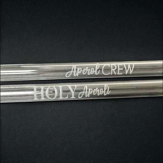 Glas Strohhalme personalisiert Holy Aperoli Trinkhalm mit Gravur Glashalm