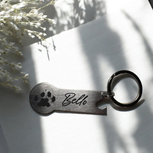 Einkaufswagenlöser Metall + Flaschenöffner Einkaufswagenchip Schlüsselanhänger I Einkaufschip Gravur Geschenkidee Pfotenabdruck Tier Hund