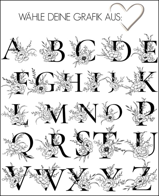 Weinglas mit Gravur personalisiert Name & Monogramm Blumen | Geschenkidee Freundin Geschenk Frauen | Hochzeit Trauzeugin Mama Geburtstag