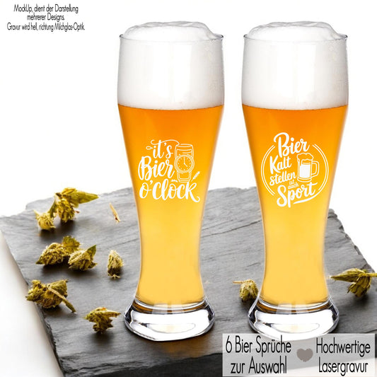 Weizenglas mit Gravur Bier Sprüche Cool Geschenkidee Papa Opa Patenonkel Geschenk Geburtstag Männer Bierglas Lustig Hopfung Sport Kumpel its Bier o clock Bier kalt stellen ist auch Sport Die Hopfung stirbt zuletzt