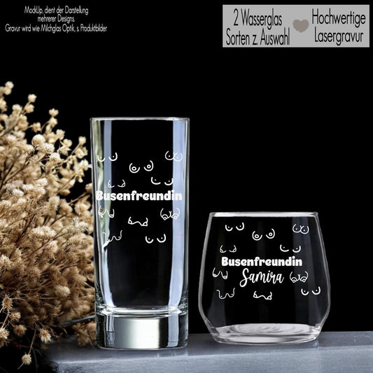 Trinkglas mit Gravur Namen personalisiert Wasserglas Geschenkidee Beste Freundin Geschenk Busenfreundin BFF Herzensmensch Geburtstag