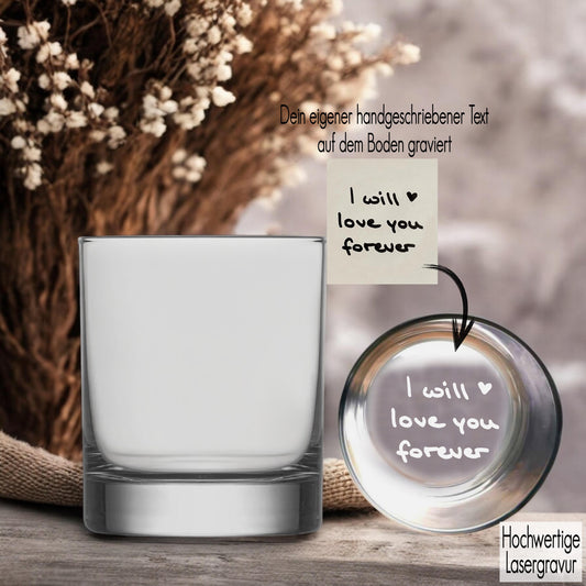 Whiskyglas mit Gravur personalisiert mit handgeschriebener Nachricht | Geschenkidee Papa Opa Patenonkel Geschenk Geburtstag Männer Glas Geheime Nachricht auf Glas handschrift
