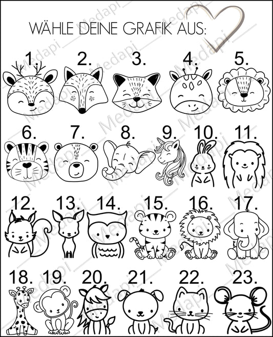 Kindertrinkglas mit Gravur Name Motiv personalisiertes Kinderglas Geschenkidee für Jungen Mädchen zum Geburtstag Tiere Woodland Reh Löwe Bär