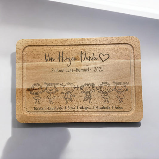 Schneidebrett Abschiedsgeschenk Kindergarten Schule Kinder minimalistisch & Handschrift