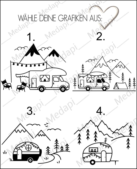 Vesperbrett Holz Camping Schneidebrett Vanlife Naturfreund Reise Holzbrett personalisiert Landschaft Frühstücksbrett Brotzeitbrett Wohnwagen