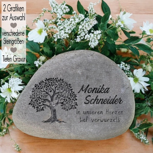 Gedenkstein mit Gravur Grabschmuck Natur Trauerstein Andenken Memorial Name Gedenktafel Trauerdeko Urnengrab Grabstein Stein Seebestattung