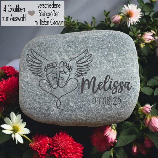 Sternenkind Gedenkstein mit Gravur Grabschmuck Natur Trauerstein Andenken Memorial Name Gedenktafel Trauerdeko Urnengrab Grabstein Stein