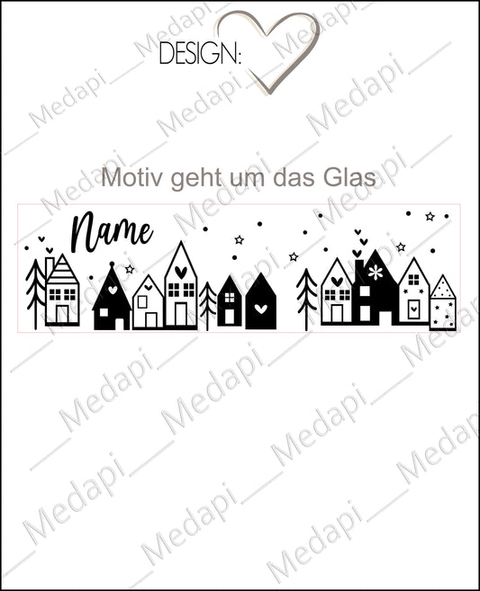 Glastasse mit Henkel Teeglas mit Gravur personalisiert Name | Glasbecher Glühweinbecher Punsch | Winter Weihnachtsgeschenk Haus Scandi Boho