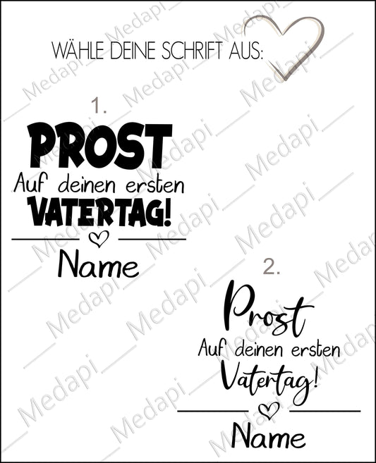 Weizenglas mit Gravur personalisiert mit Name Prost Papa auf deinen ersten Vatertag | Geschenkidee Papa Männer Bierglas Vatertagsgeschenk