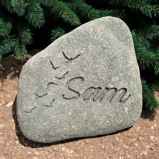Gedenkstein mit Gravur Grabschmuck Natur Trauerstein Andenken Memorial Name Gedenktafel Trauerdeko Urnengrab Grabstein Stein Seebestattung