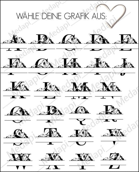 Trinkglas mit Gravur Name & Monogramm personalisiert Wasserglas Geschenkidee Freundin Geschenk Naturliebhaber Berge Camping Wandern