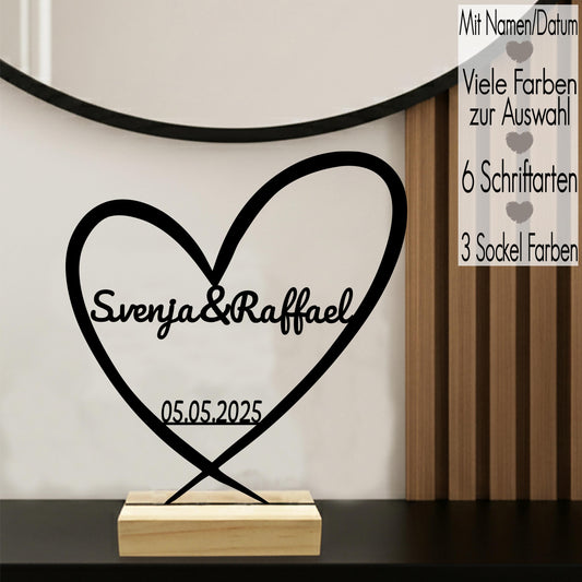 Partnergeschenk Line Art Aufsteller mit Namen | Geschenk für Sie Ihn Pärchen Deko Hände | 3D Druck Jahrestag Valentinstag Hochzeit