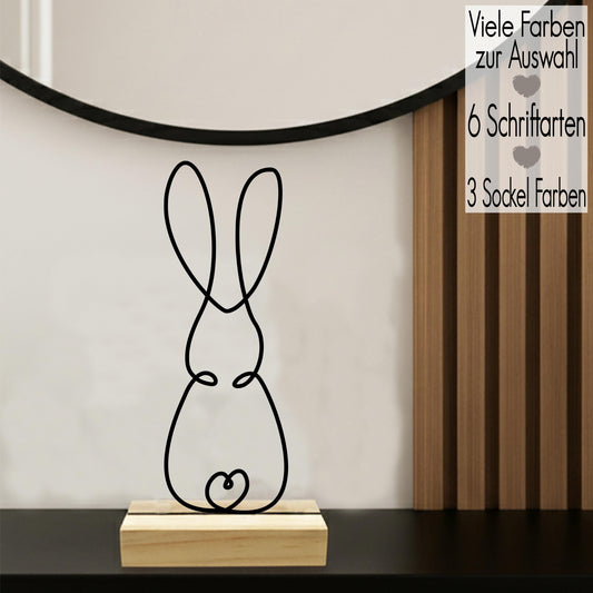 Line Art Aufsteller Hase Osterdekoration minimalistisch mit Name Wunschtext | Deko 3D Druck Ostern Frühling Ostergeschenk Häschchen