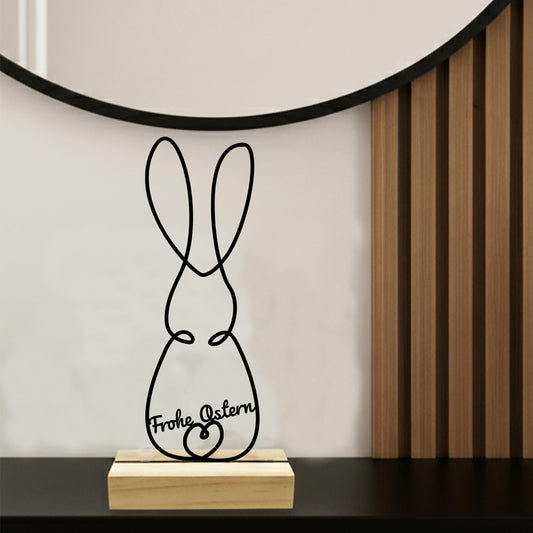 Line Art Aufsteller Hase Osterdekoration minimalistisch mit Name Wunschtext | Deko 3D Druck Ostern Frühling Ostergeschenk Häschchen