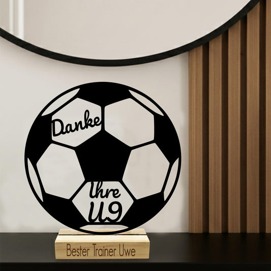 Fußballtrainer Geschenkidee Coach Abschiedsgeschenk Fußballfan Line Art Aufsteller mit Namen | 3D Druck Saison Abschluß Danke Fußballer