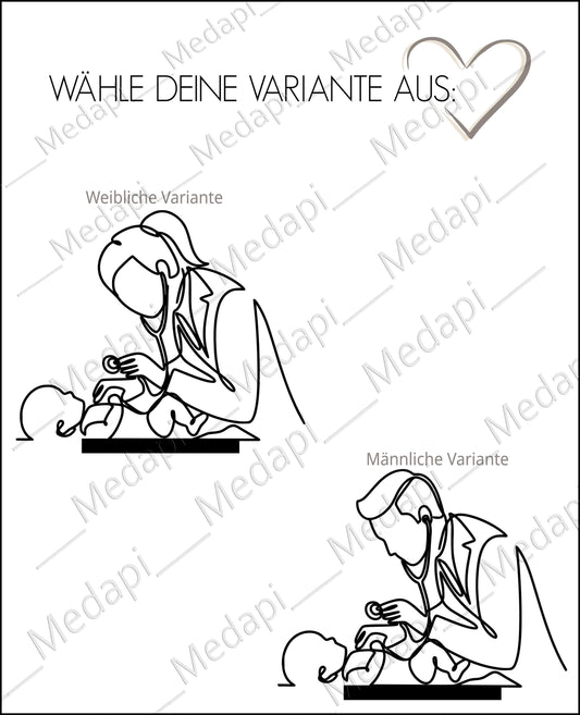 Kinderarzt Geschenkidee personalisiert mit Name | Geschenk & Praxis-Deko für Ärzte Hebammen | Line Art Aufsteller Deko 3D Druck Arzt Danke