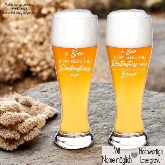 Weizenglas mit Gravur Ruhestand Geschenkidee für Kollegen zum Renteneintritt | Männer Bierglas Abschiedsgeschenk Mitarbeiter Rentenstress