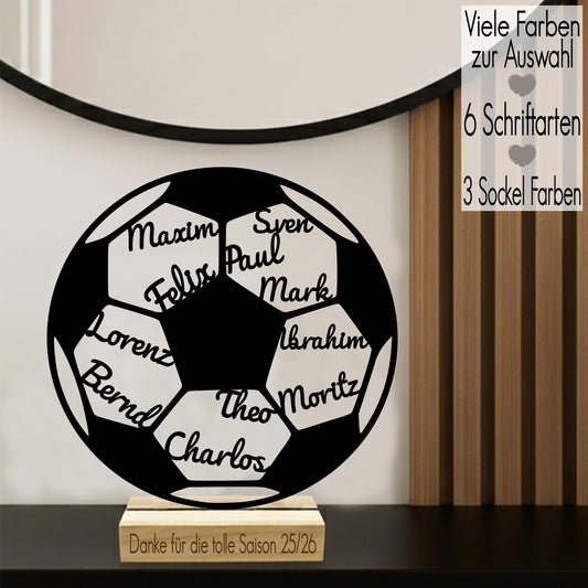 Fußballtrainer Geschenkidee Coach Abschiedsgeschenk Fußballfan Line Art Aufsteller mit Namen | 3D Druck Saison Abschluß Danke Fußballer