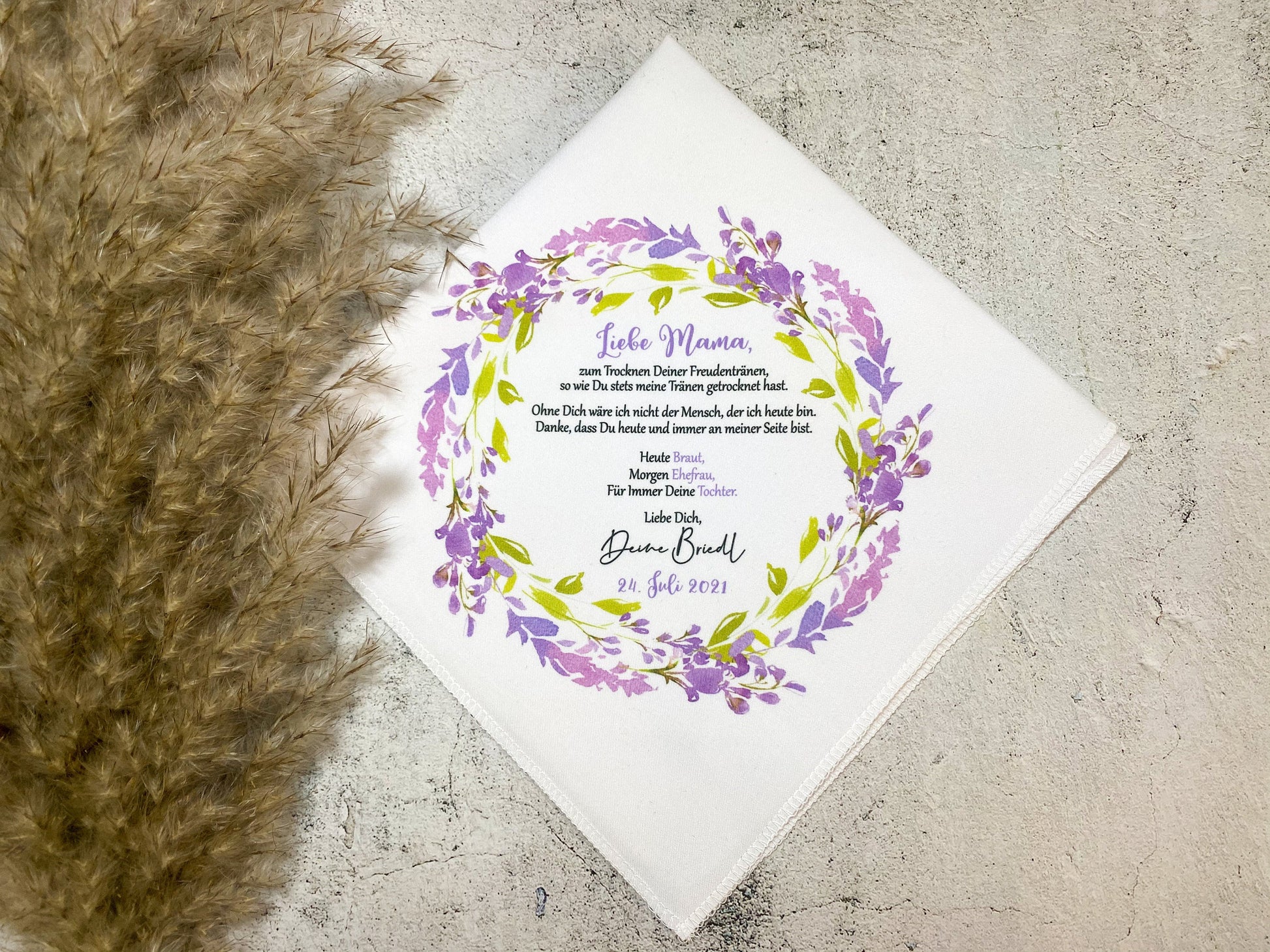 Personalisiertes Stofftaschentuch für Brauteltern zur Hochzeit | Taschentuch für die Freudentränen Kirche Standesamt Eltern Geschenk Trauung