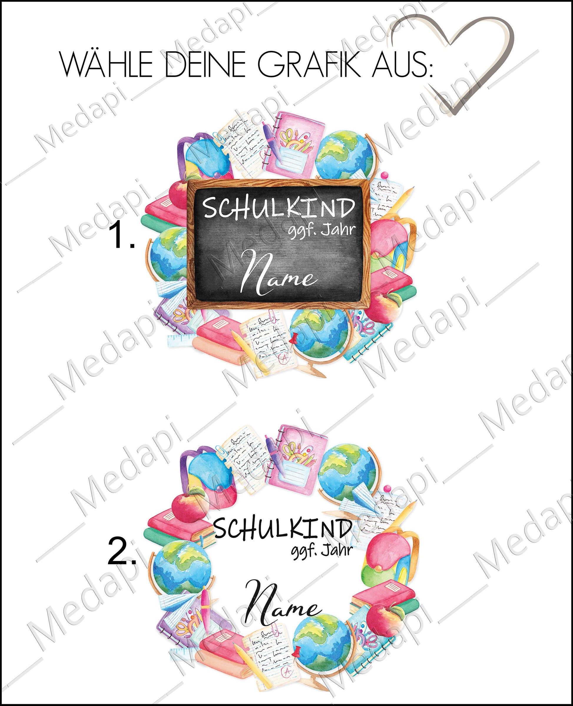 T-Shirt Schulkind mit Schul Kränze Einschulung Erstklässler | Einschulungsshirt Erster Schultag Schulanfang | Mädchen Junge mit Namen 2024