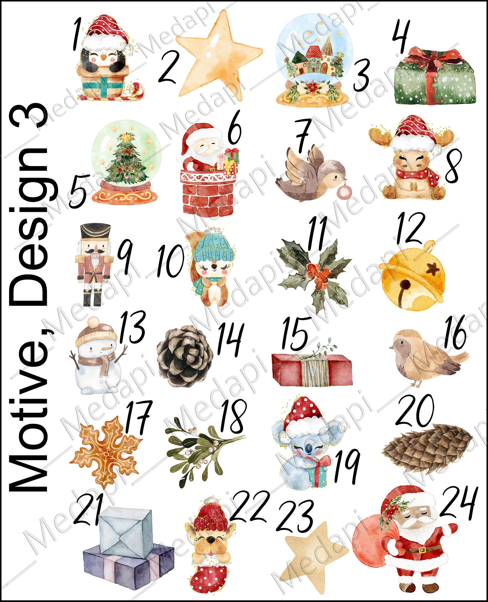 Viele Designs Adventskalender personalisiert Kinder | Säckchen Leinen Stoff zum befüllen |Weihnachtsgeschenk DIY Advent Weihnachten Kalender