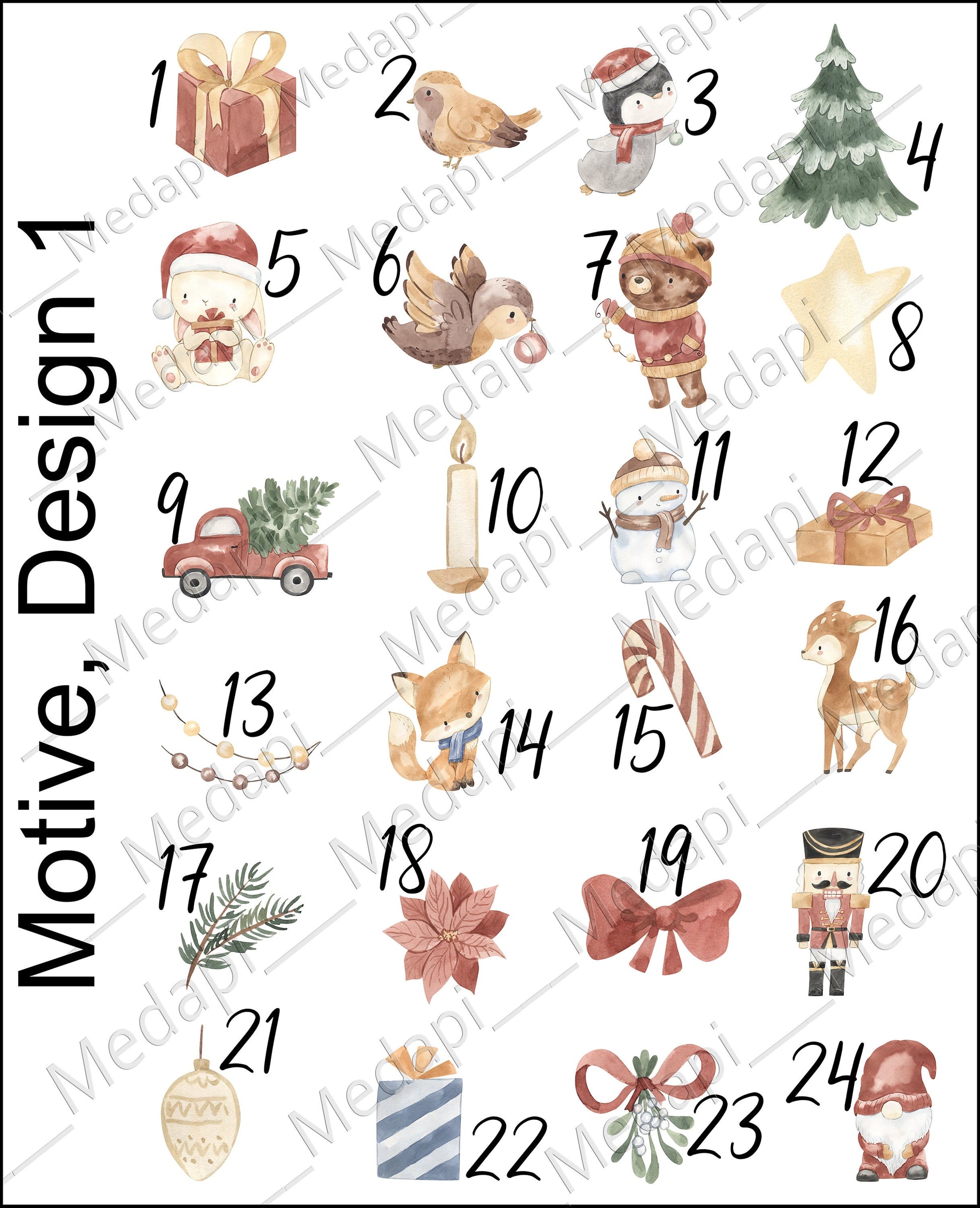 Viele Designs Adventskalender personalisiert Kinder | Säckchen Leinen Stoff zum befüllen |Weihnachtsgeschenk DIY Advent Weihnachten Kalender