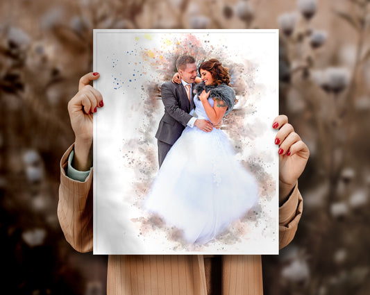 Zeichnung vom eigenen Foto| Personalisiertes Geschenk | Porträt Fotogeschenk Partner Hochzeit Hund Katze | Valentinstag Geburt | Einzigartig