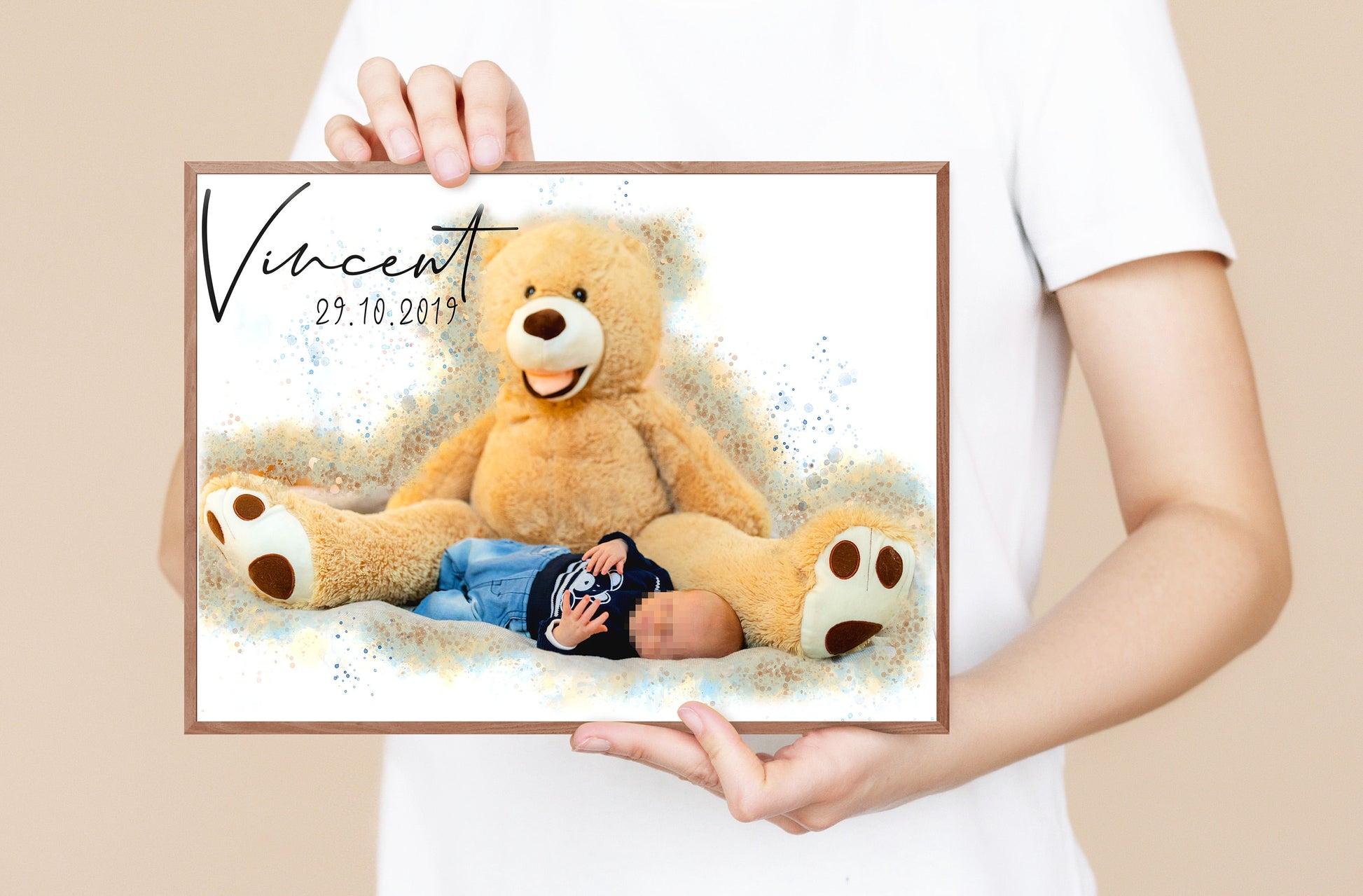 Zeichnung vom eigenen Foto| Personalisiertes Geschenk | Porträt Fotogeschenk Partner Hochzeit Hund Katze | Valentinstag Geburt | Einzigartig