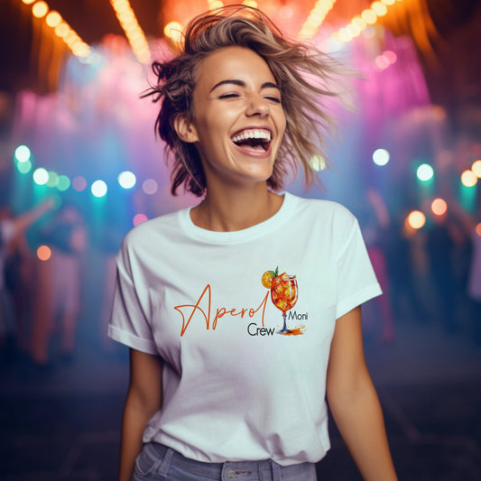 T-Shirt oder Bügelbild Aperol Name Wunschtext möglich | Team Aperol Holy Aperoli Liebe auf den ersten Spritz | Geschenk Freundin Funny