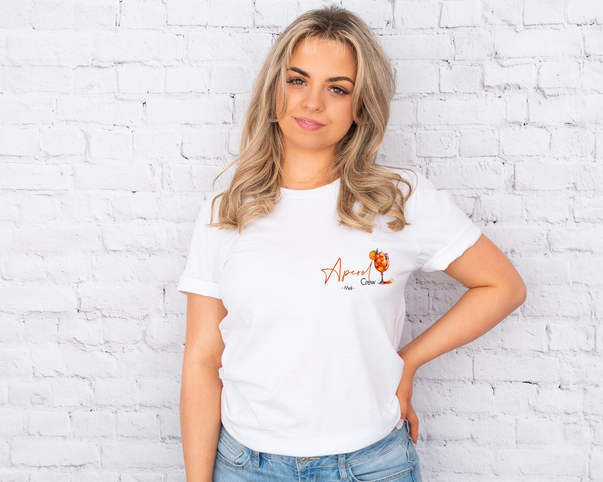 Aperol T-Shirt oder Bügelbild mit Name möglich Team Aperol Holy Aperoli Liebe auf den ersten Spritz