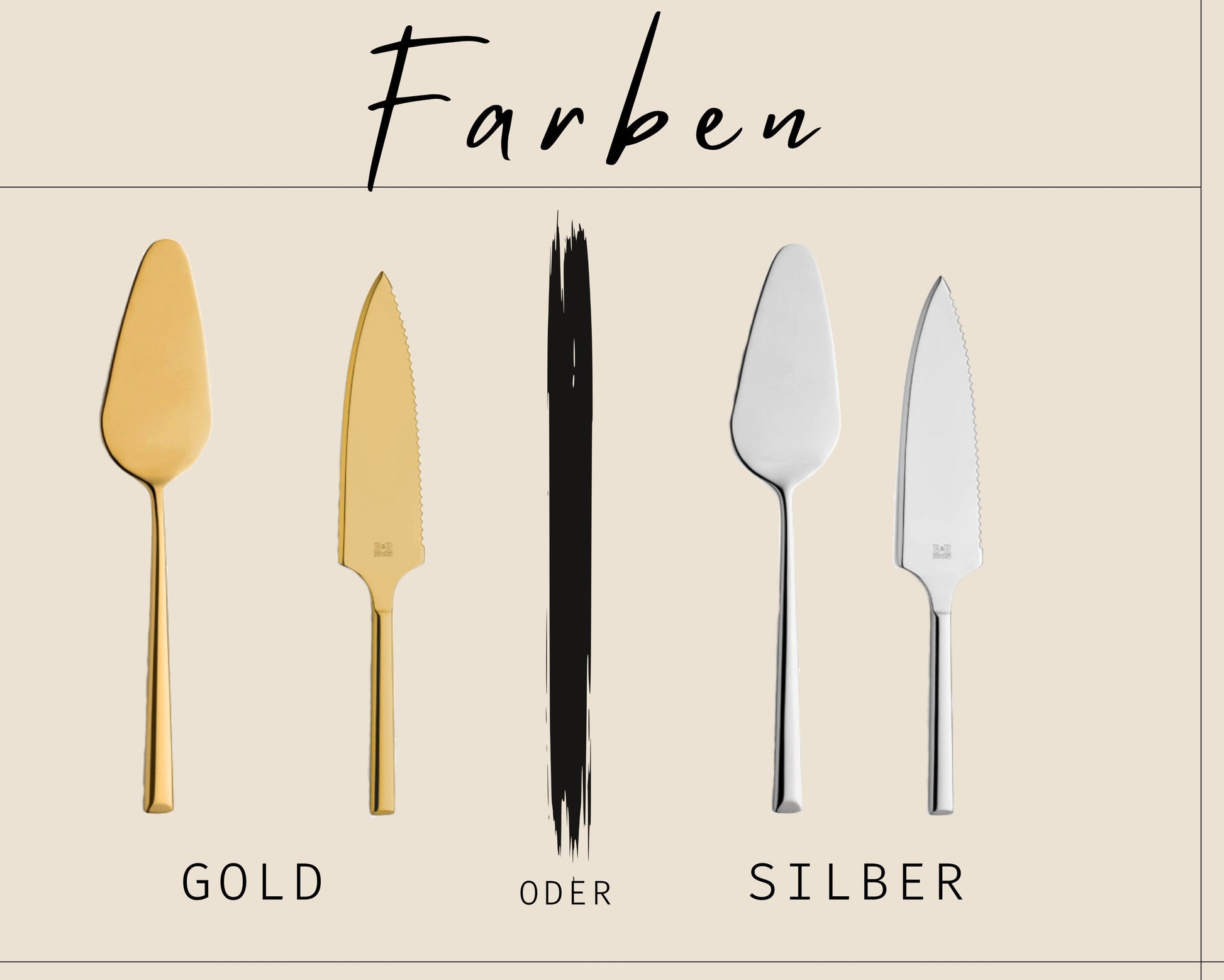 Tortenheber Tortenmesser Set mit Gravur | Gold o. Silber | Wildblumen