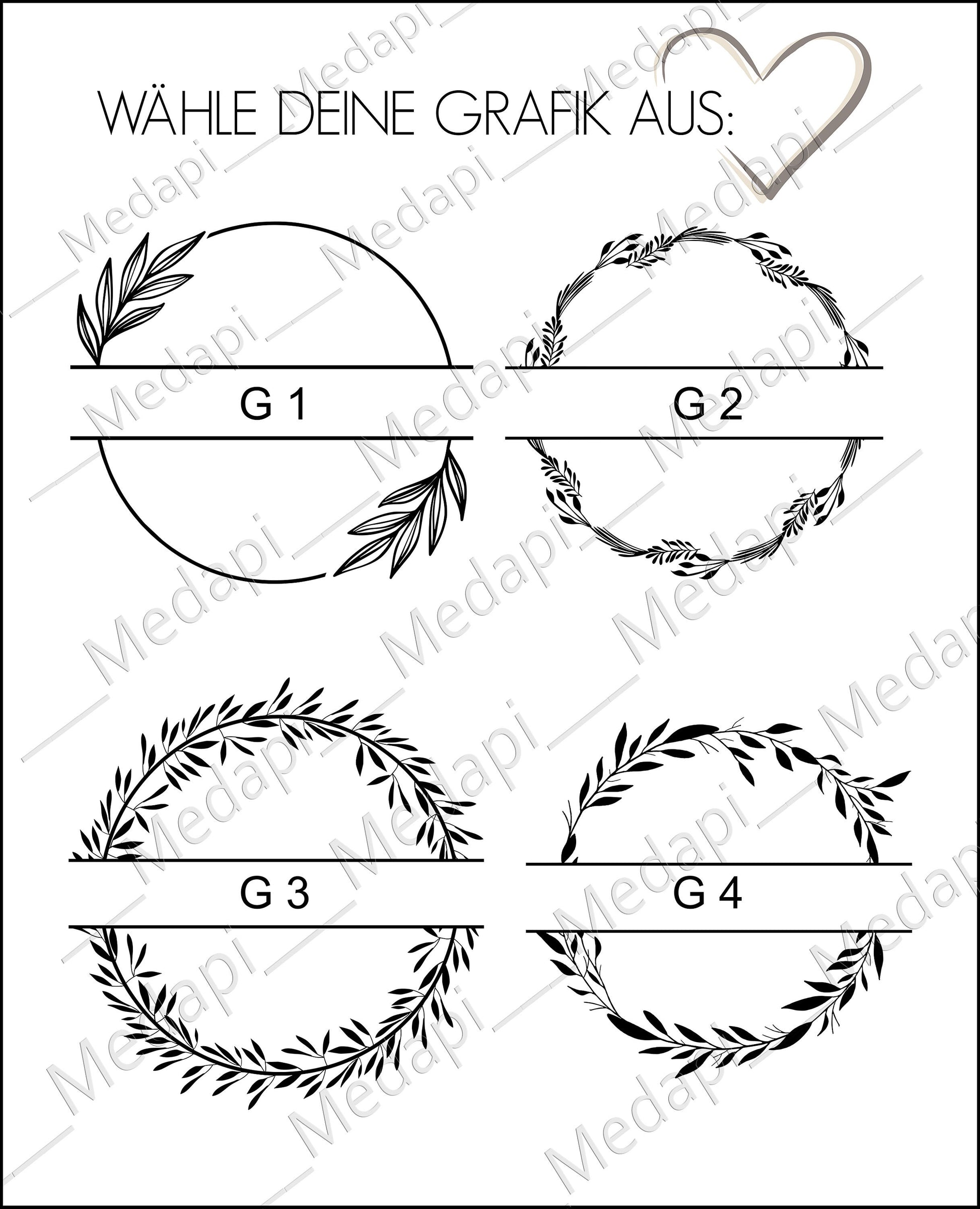 Tortenheber Tortenmesser Set mit Gravur | Gold o. Silber | Monogramm Kranz