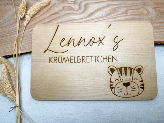 Frühstücksbrett personalisiert mit Name Wunschtext | Holzbrett Lasergravur | Geschenk Geburt Babygeschenk Taufe Vesperbrett | Tiere Cute