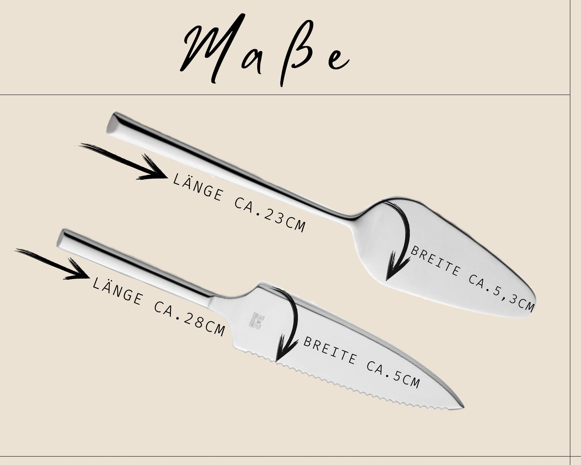 Tortenheber Tortenmesser Set mit Gravur | Gold o. Silber | Blumenkranz