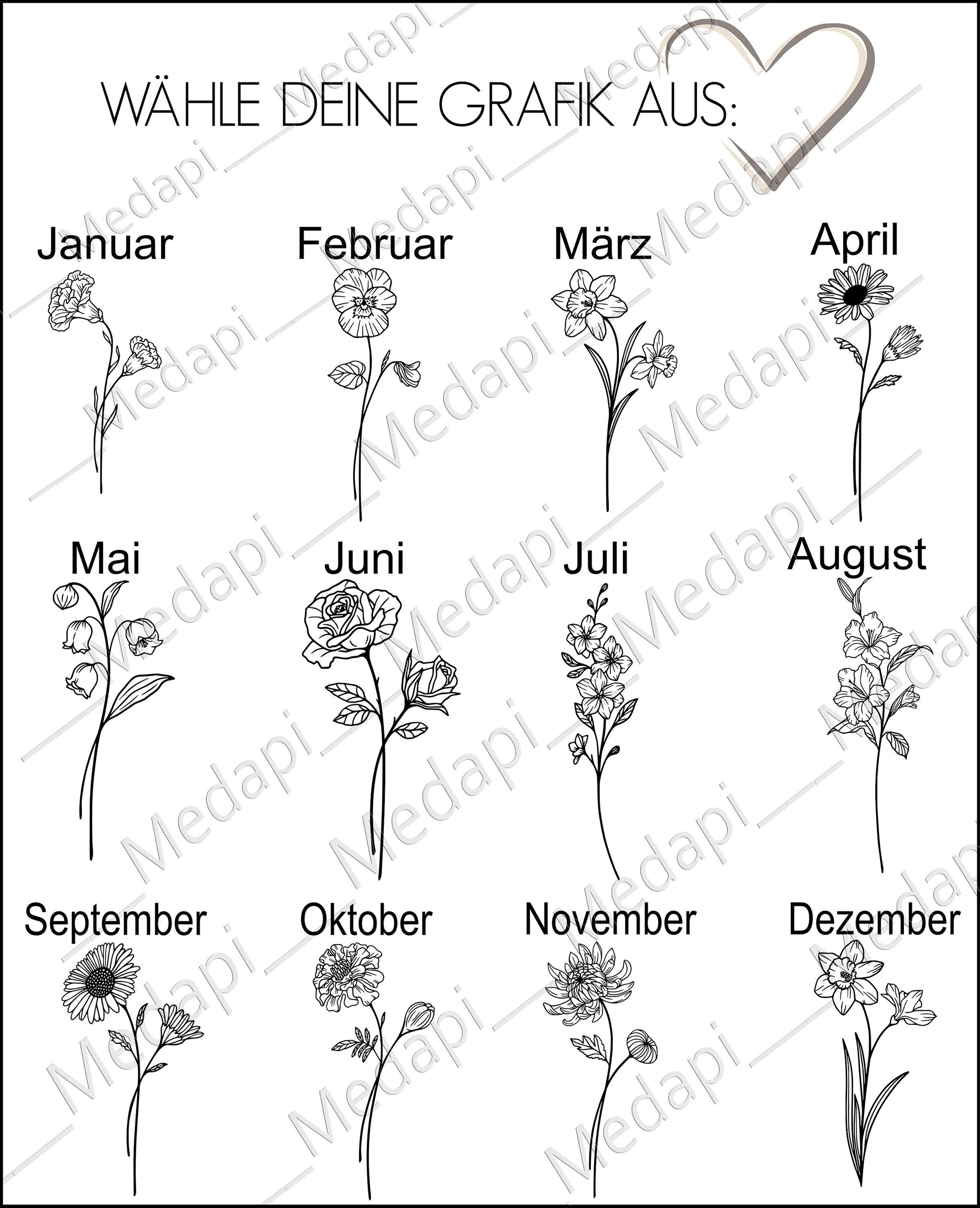 Personalisierter Metall-Kugelschreiber mit Gravur mit Name Geburtsblume