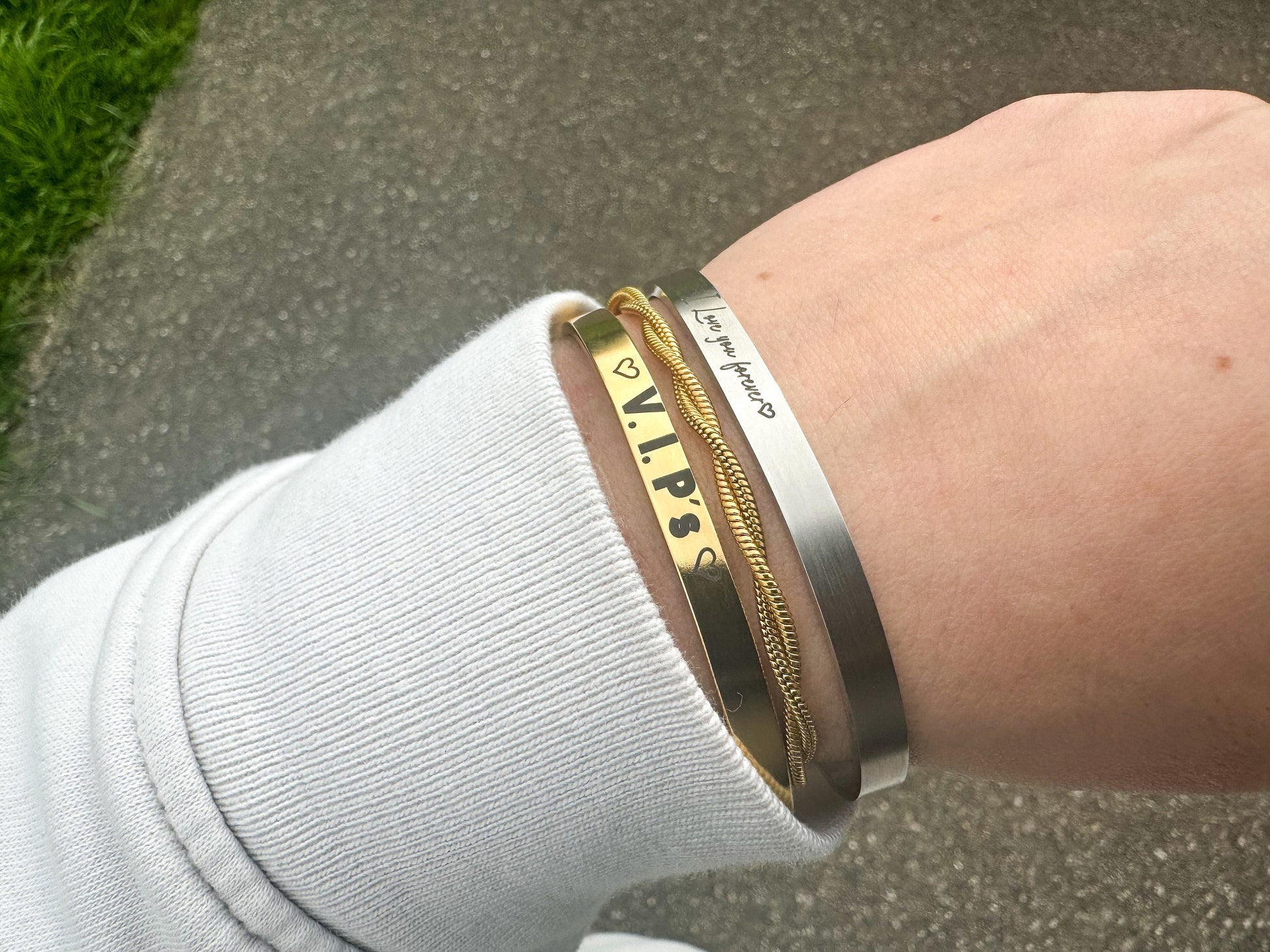 Armreif mit Gravur personalisiert Gold Silber Rosegold Matt Glanz