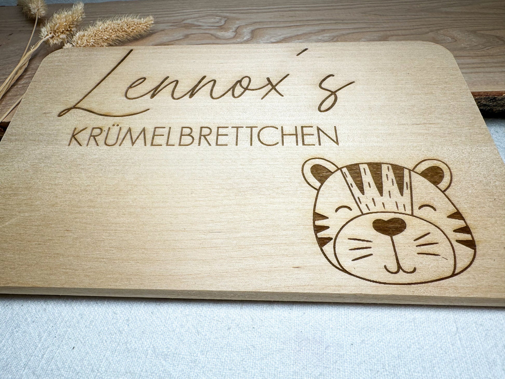 Frühstücksbrett personalisiert mit Name Wunschtext | Holzbrett Lasergravur | Geschenk Geburt Babygeschenk Taufe Vesperbrett | Tiere Cute