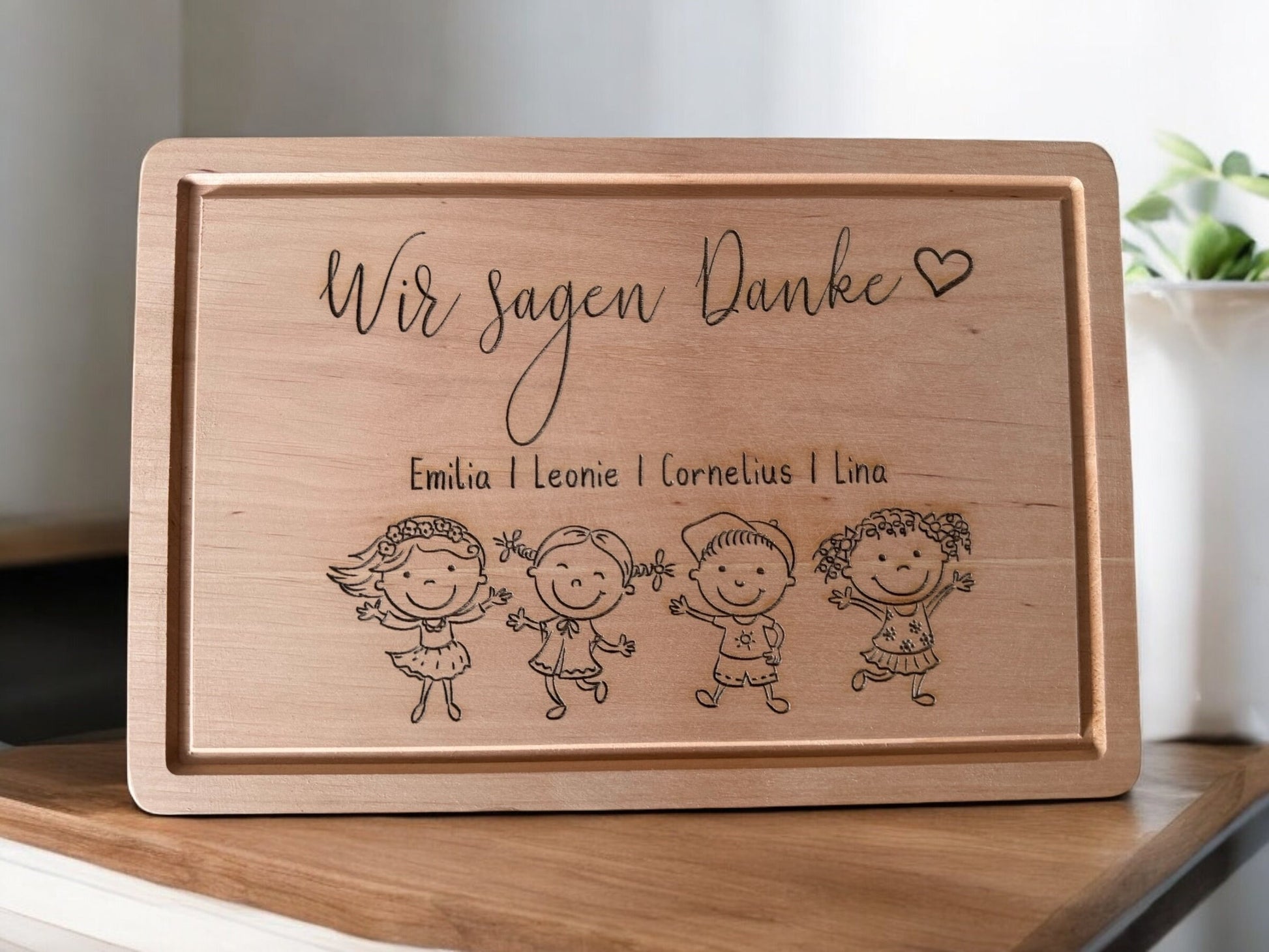 Schneidebrett Erzieherin | Abschiedsgeschenk Kindergarten Kita Schule | Frühstücksbrett Vesperbrett personalisiert | Holzbrett Lasergravur