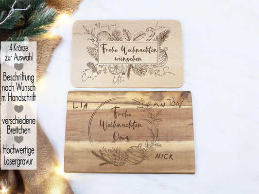 Brettchen Personalisiert Wunschtext Namen | Handschrift Schneidebrett | Holzbrett graviert Weihnachten | Weihnachtsgeschenk Oma Opa Familie