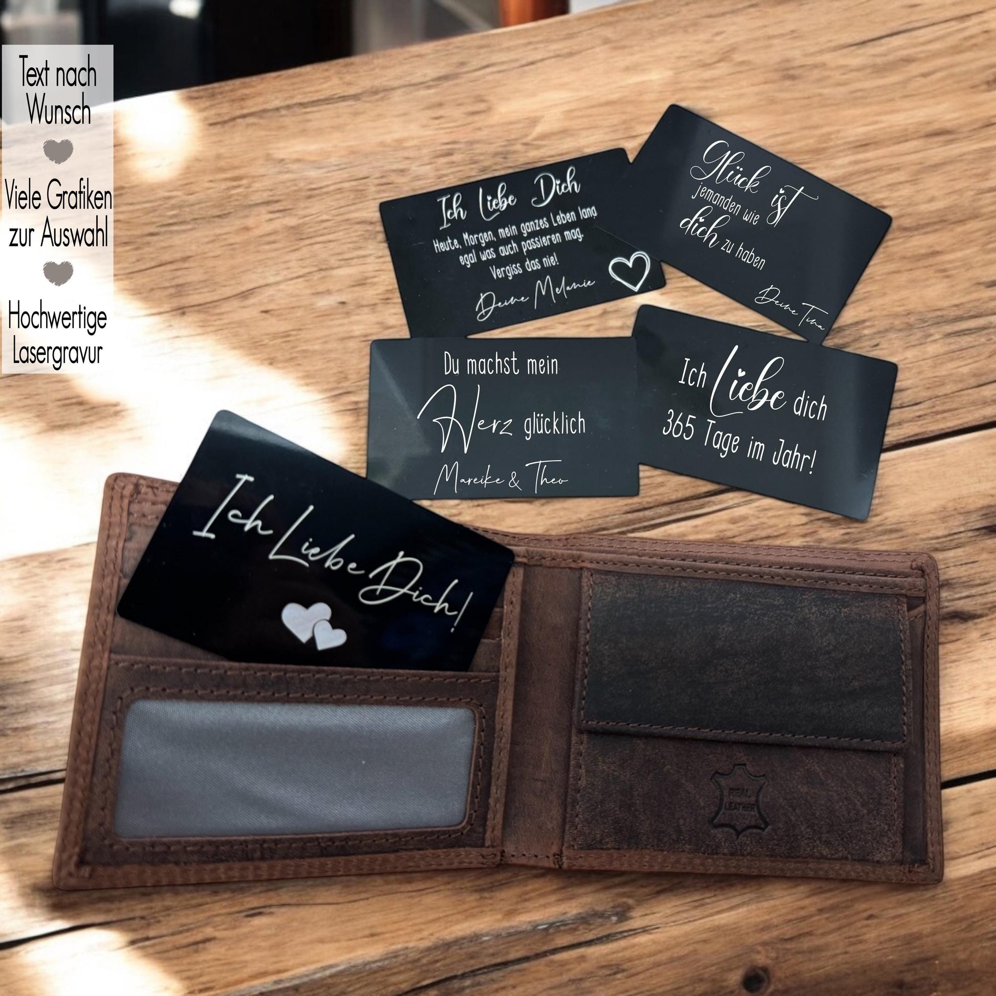 Gravierte Liebes Visitenkarten für Paare | Partner Geschenk Valentinstag | Geschenkidee für Männer | Geschenk für Ihn Sie | Geldbeutel Karte | Liebesbotschaft  Ich Liebe dich 365 Tage im Jahr | Glück ist jemanden wie dich zu haben