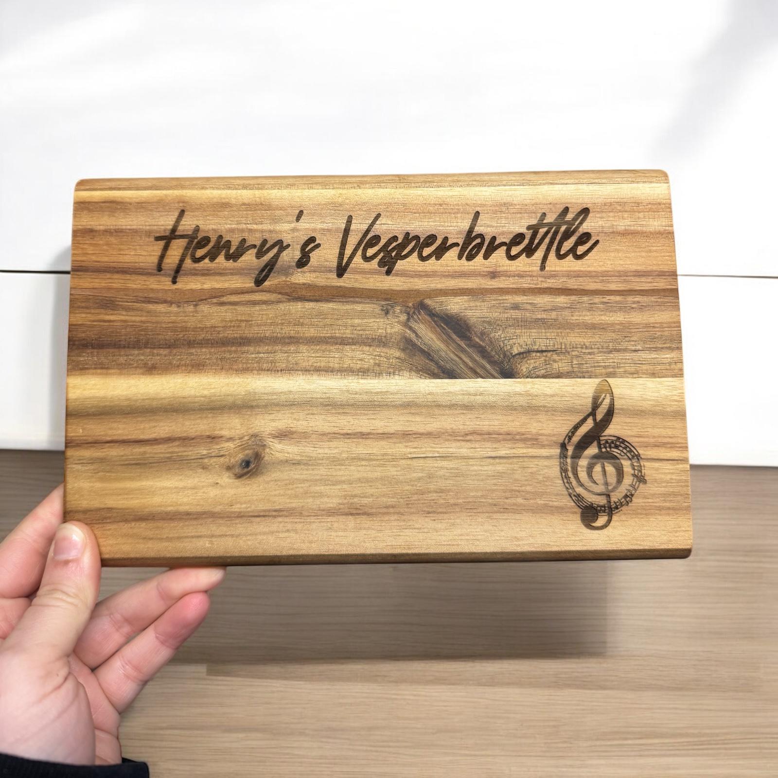 Abschiedsgeschenk Kindergarten Kita Schule Musik Liebhaber Schneidebrett für Musiklehrer | Vesperbrett personalisiert Holzbrett Handschrift