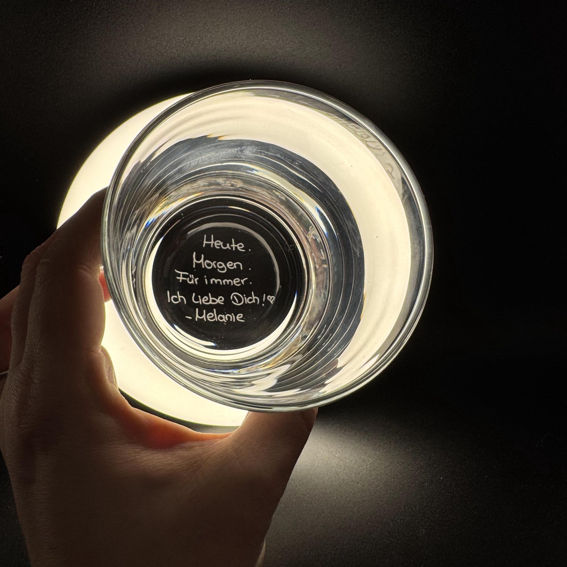 Trinkglas mit Gravur personalisiert mit handgeschriebener Nachricht | Liebesbotschaft Paar Geschenk Valentinstag Willst du mich heiraten