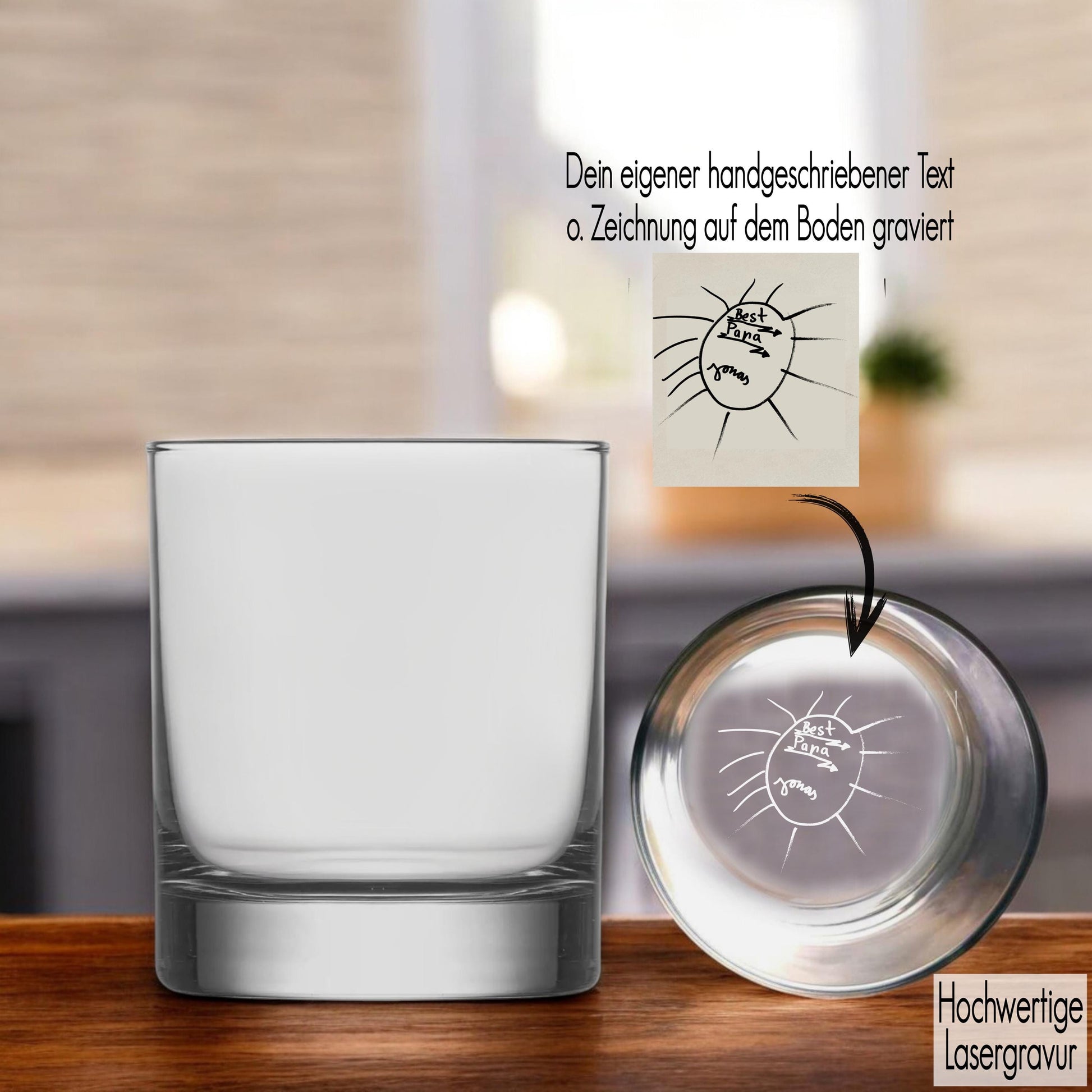 Trinkglas mit Gravur personalisiert mit handgeschriebener Nachricht Zeichnung | Geschenkidee für Ihn Papa Geschenk für Sie Mama WIr Lieben Dich Paar Geschenk Eltern Geschenk Einfach mal Danke sagen