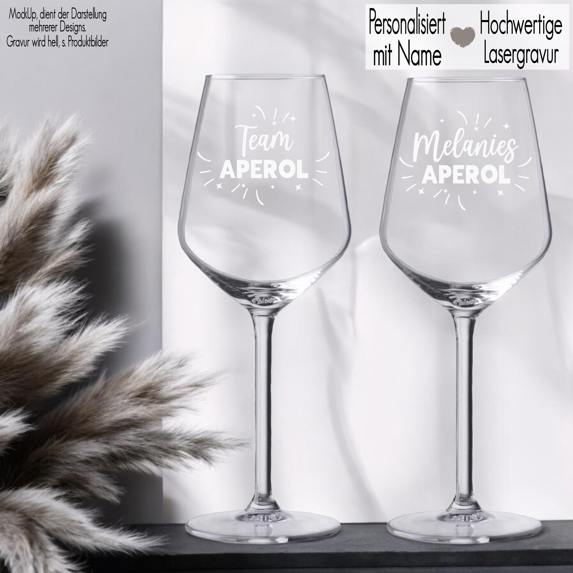 Aperol Glas mit Gravur personalisiert mit Name Weinglas Aperolgeschenk